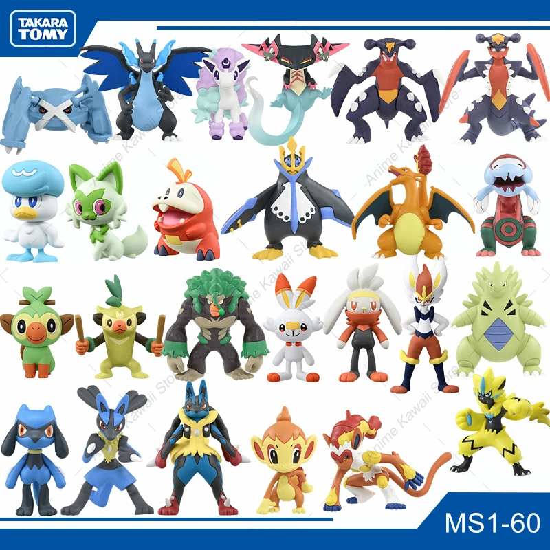 Tomy Pokemon Figure Kawaii Pikachu Eevee Sprrigatito Fuecoco Scorbunny Quaxly Charizard Lucario Garchomp Anime Collection Gift