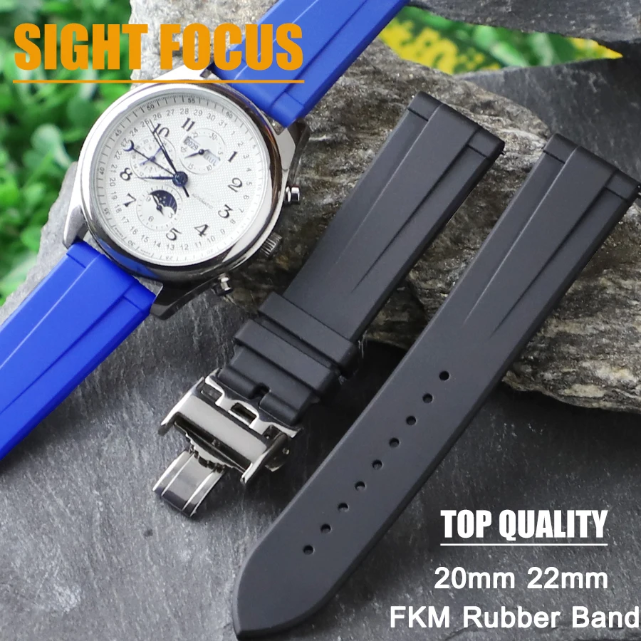 20Mm 22Mm Fkm Cinturino In Gomma Per Longines Master Hydro Conquest Chrono Watch Strap Longines Spirit Zulu Time Watchbands