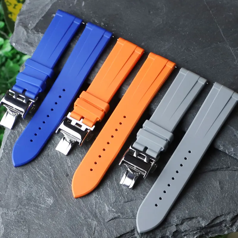 20Mm 22Mm Fkm Cinturino In Gomma Per Longines Master Hydro Conquest Chrono Watch Band Cinturino In Gomma Fluorurata Bracciale Subacqueo