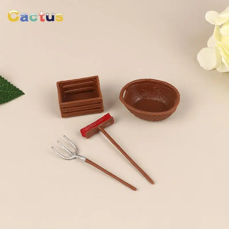 4 Pz/Set Dollhouse Miniature Vintage Simulation Farm Tools Modello Garden Farming Tools Decor Accessori Fai Da Te