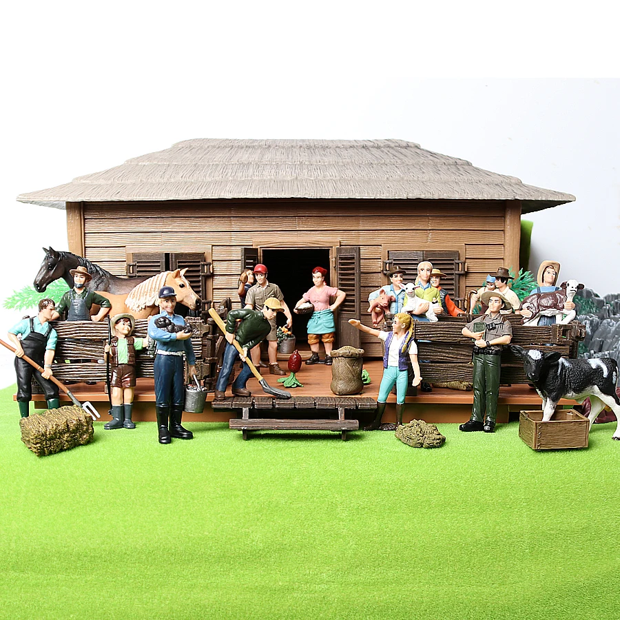 17 Pezzi Assortiti Simulazione Agricoltore Persone Modello Action Figures Pvc Doll Farm Staff Figure Playset Giocattoli Educativi Per Bambini