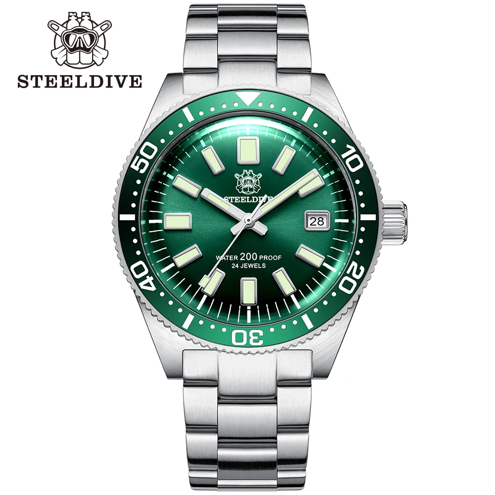Steeldive Sd1970 White Date Background 200M Wateproof Nh35 6105 Turtle Automatic Dive Diver Watch