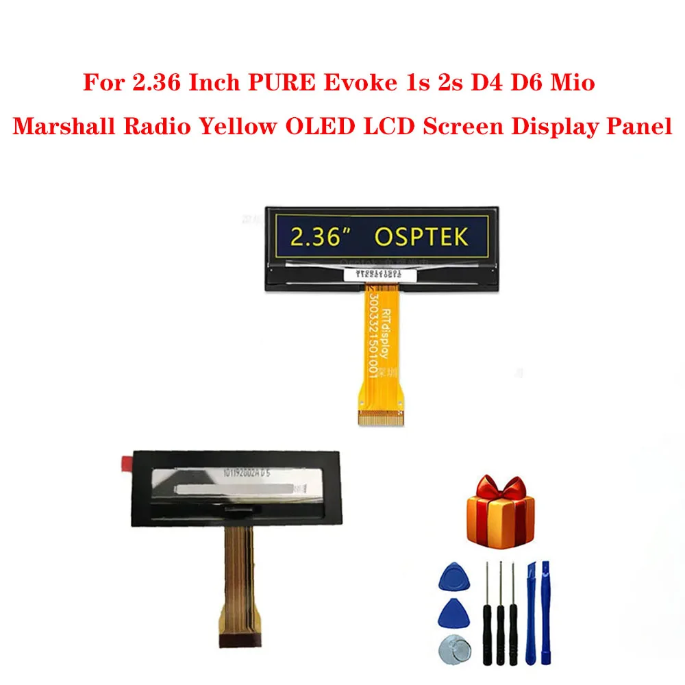Per 2.36 Pollici Pure Evoke 1S 2S D4 D6 Mio Marshall Radio Yellow Oled Pannello Di Visualizzazione Dello Schermo Lcd