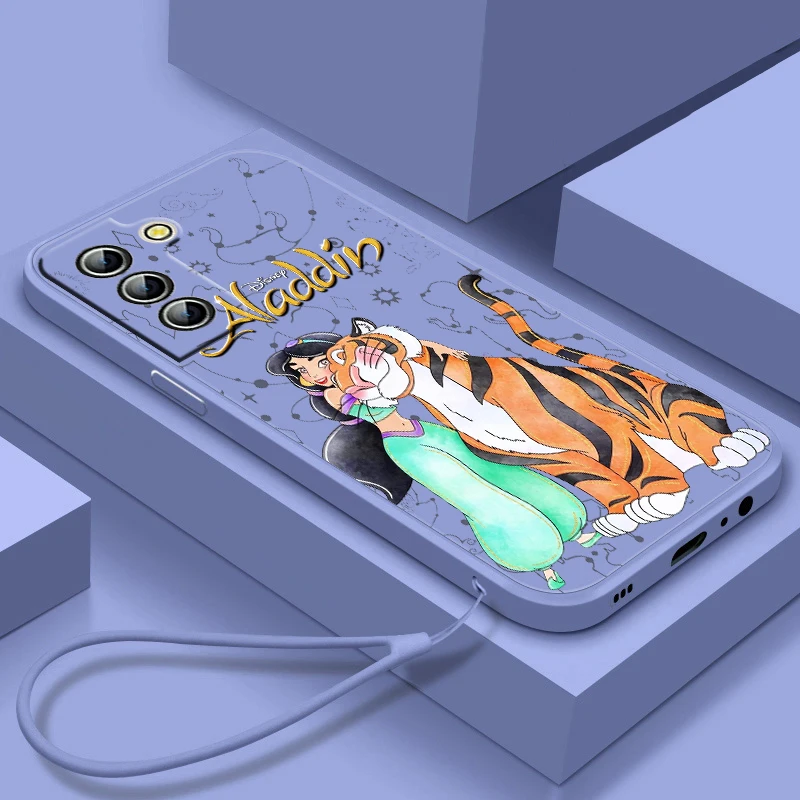 Aladin Jasmine Cartoon Per Samsung Galaxy S23 S22 S21 S20 S10 S9 Ultra Plus Pro Fe Liquid Rope Custodia Morbida In Silicone Fundas