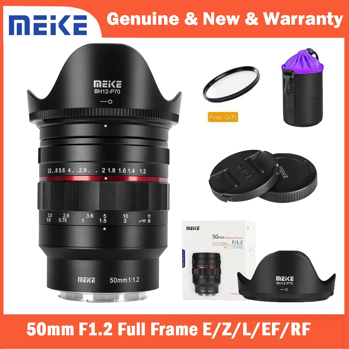 Meike 50Mm F1.2 Obiettivo Con Messa A Fuoco Manuale Ad Ampia Apertura Per Sony E Nikon Z Panasonic Sigma L Canon Ef Mount Camera