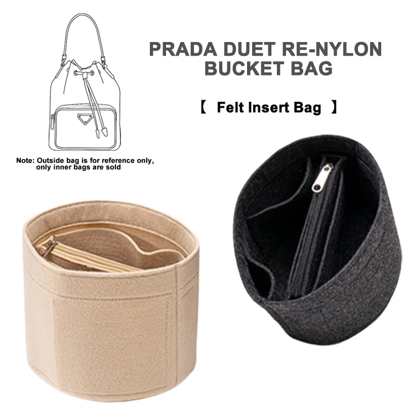 Evertoner Feltro Inserto Borsa Organizer Per Prada Duet Re-Nylon Borsa A Secchiello Trucco Borsa Organizer Borsa Interna Portatile Cosmetico In