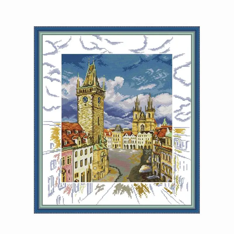 Prada Square Printed Cross Stitch Kit Patterns 11Ct 14Ct Printed Conted Fabric Thread Ricamo Ricamo Set Factory Store