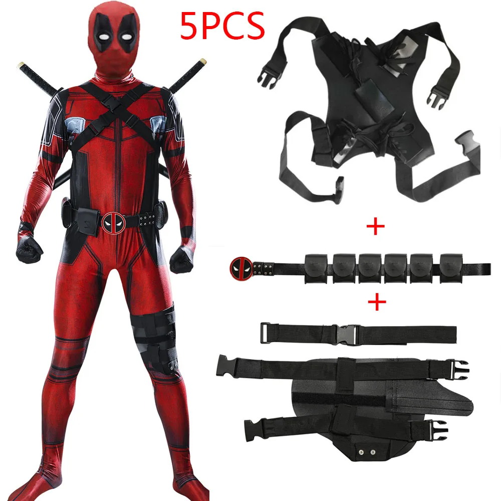 Anime Kids Adult Superhero Deadpool Costumi Cosplay Body Attached Mask Suits Halloween Party For Boy Girls