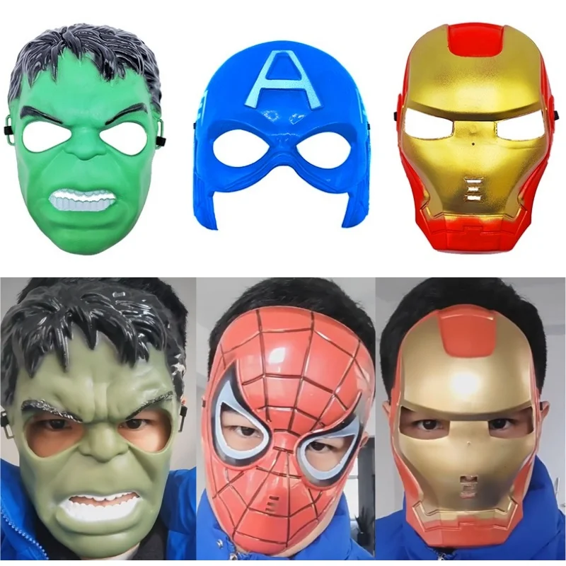 Disney Marvel Masks Spiderman Iron Man Anime Action Figure Toys Maschera Cosplay Halloween Cartoon Watch Set Giocattoli Per Bambini Regalo