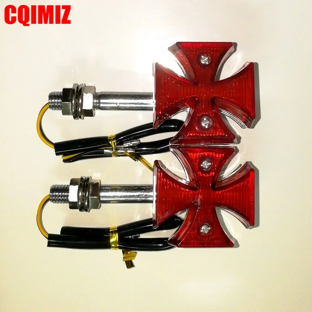 Rosso Classico Maltese Cross Style 12 V Del Motociclo Del Led Indicatori Di Direzione Luci Per Honda Yamaha Harley Davidson Dell'Ombra Di V- Star Cust