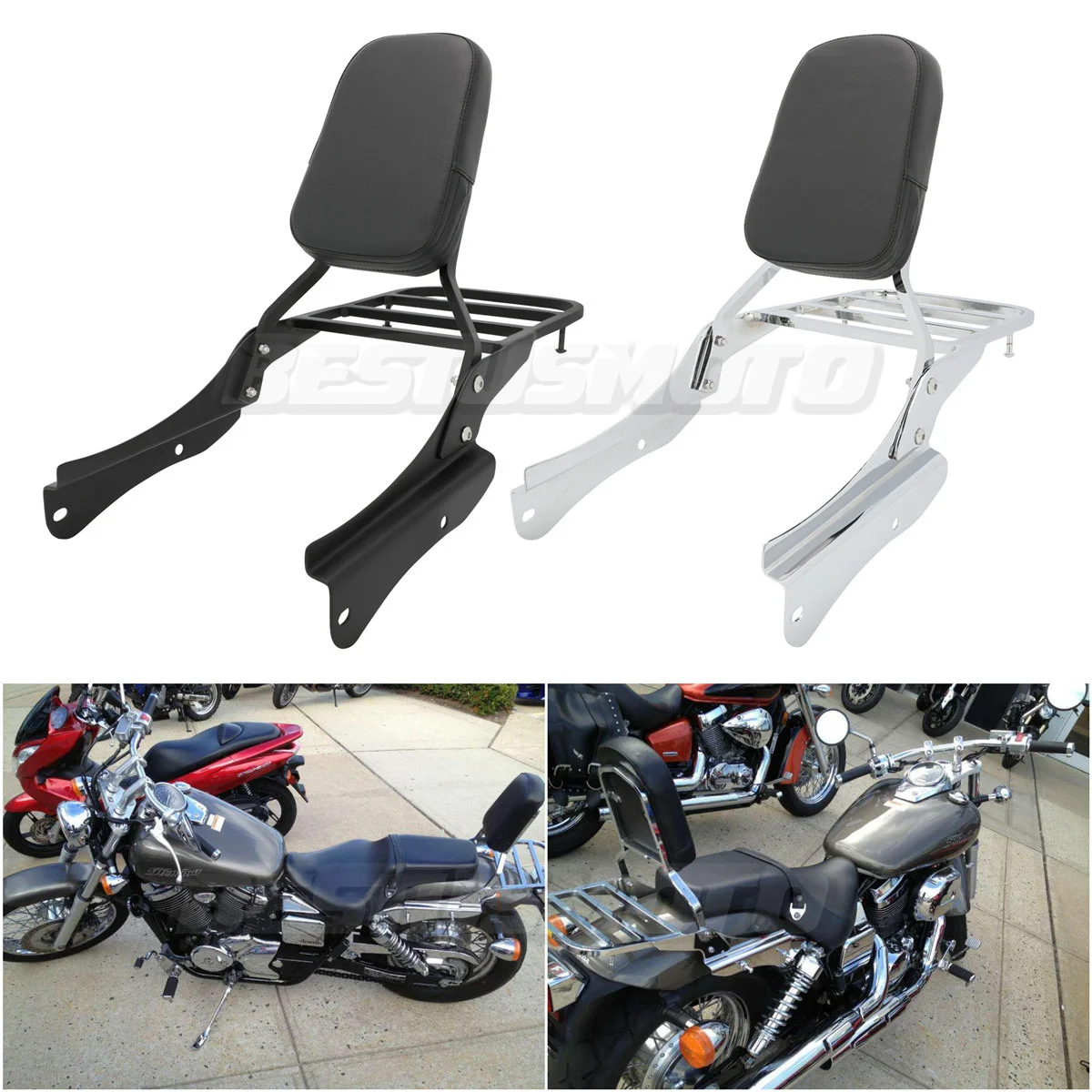 Schienale Passeggero Moto Sissy Bar Con Portapacchi Per Honda Shadow Spirit 750 Vt750 Black Widow Vt750Dc 750Dc 2001-2008