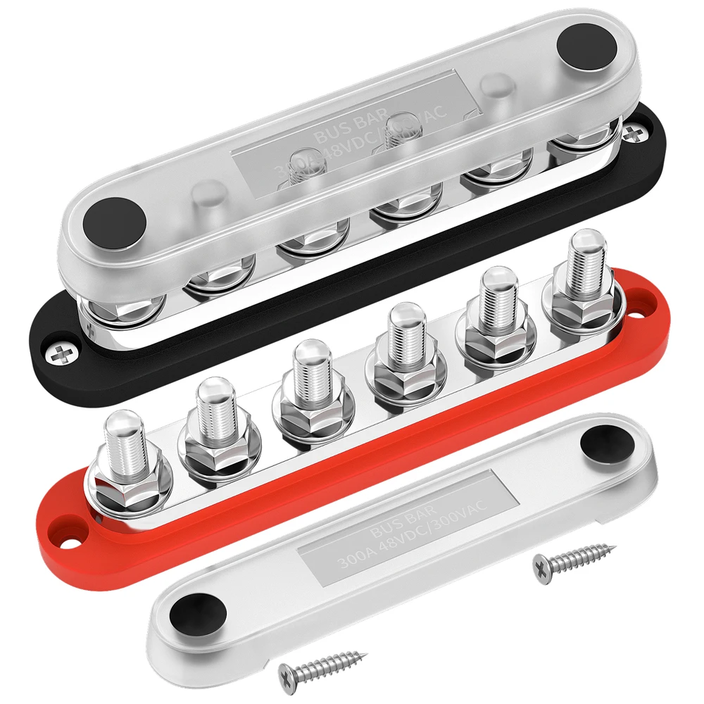 300A Negativo Bus Bar 12V Blocco Di Distribuzione 6X3/8 "M10 Morsettiere 48V Dc Busbar A Terra Positivo Per Auto Automobilistica Barca