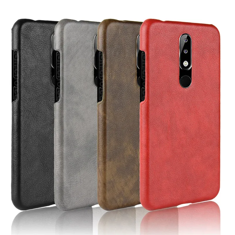 Per Nokia 5.1 Più Il Caso Di Lusso Ultra Sottile Litchi Della Copertura Per Nokia 5.1 Più 2018 Retro Pc Antiurto Telefono Custodie