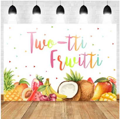 7 X5Ft Tutti Fruitty Fruitti Fruit Party Coconut Banana Ananas Custom Photo Studio Fondali Sfondi Vinile 220Cm X 150Cm