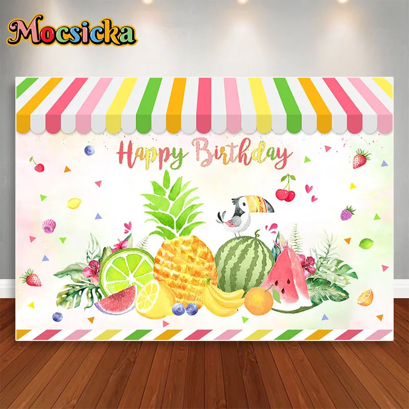Mocicka Tropical Fruits Birthday Party Sfondo Summer Tutti Fruity Theme Party Fotografia Sfondo Stuido Decorazioni