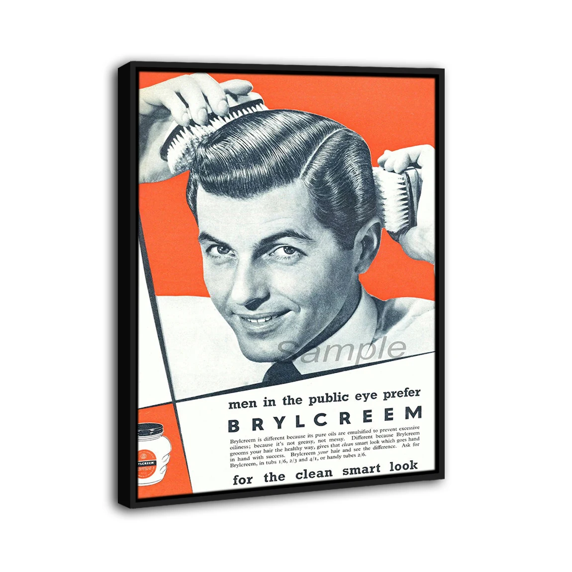 Vintage Brylcreem Pubblicità Con Cornice Poster Stampa Home Decor Wall Art Pittura A Olio Su Tela