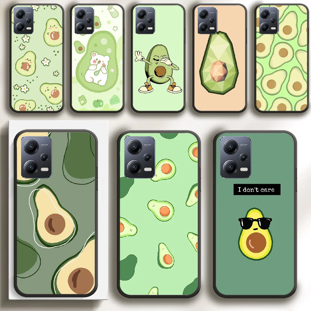 Custodia Per Telefono Art Avocado Green Fruit Per Xiaomi Redmi Note 8 9 10 11 12 13 Pro Plus Tpu Soft Black