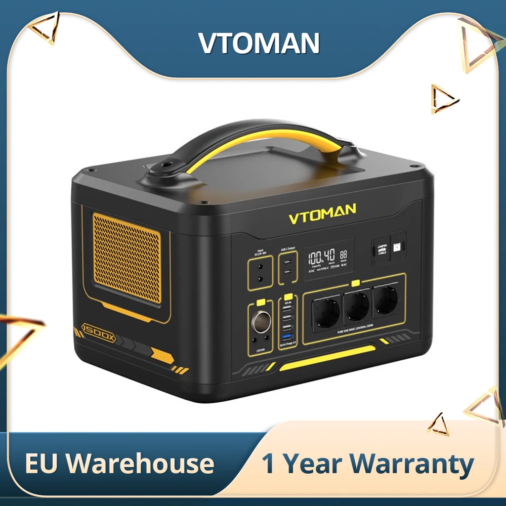Vtoman Jump 1500X Centrale Elettrica Portatile, Generatore Solare Lifepo4 828Wh, Uscita Ca 1500W, 3 Modalità Di Ingresso, 3100 Cicli