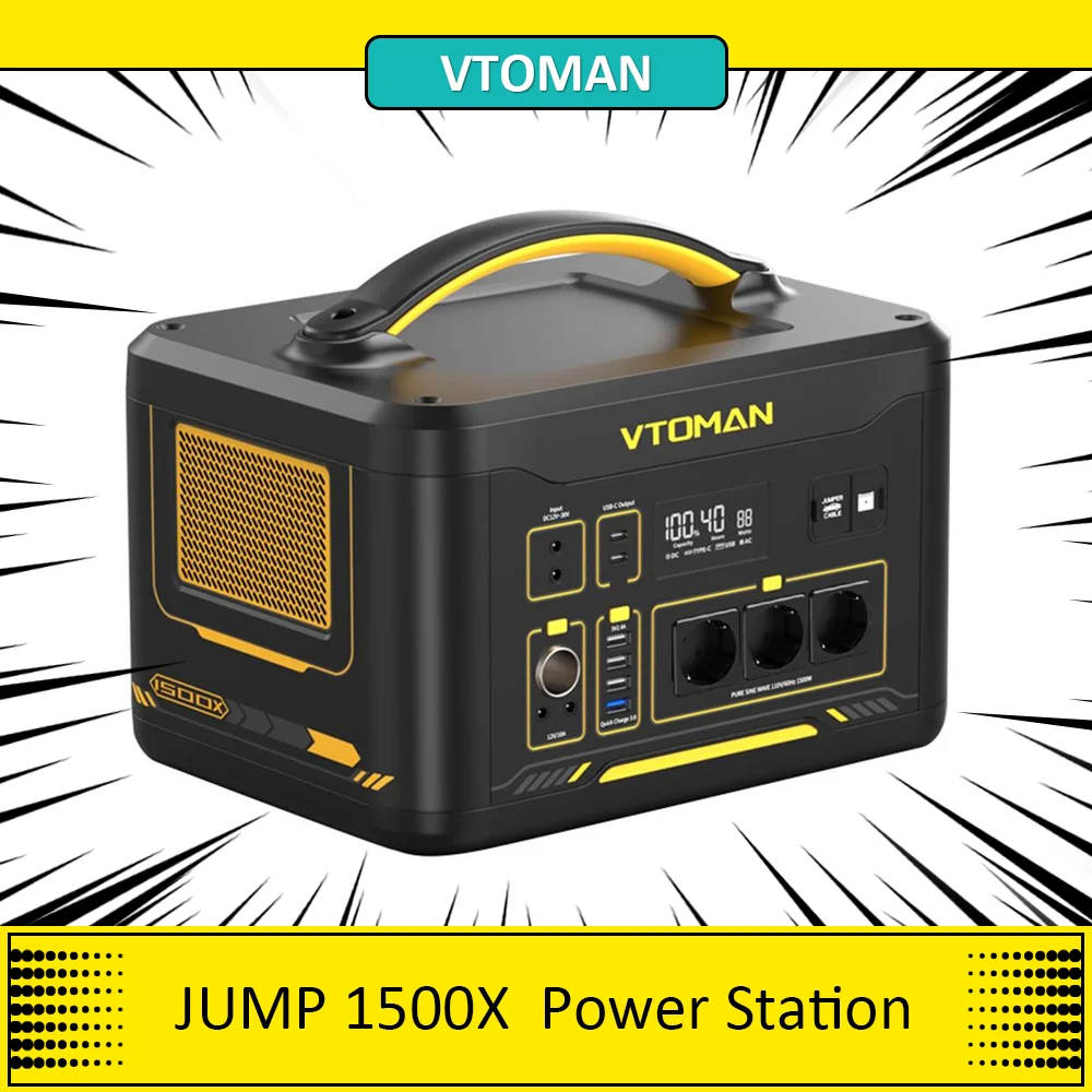 Vtoman Jump 1500X Centrale Elettrica Portatile, Generatore Solare Lifepo4 828Wh, Uscita Ca 1500W, 3 Modalità Di Ingresso, 3100 Cicli
