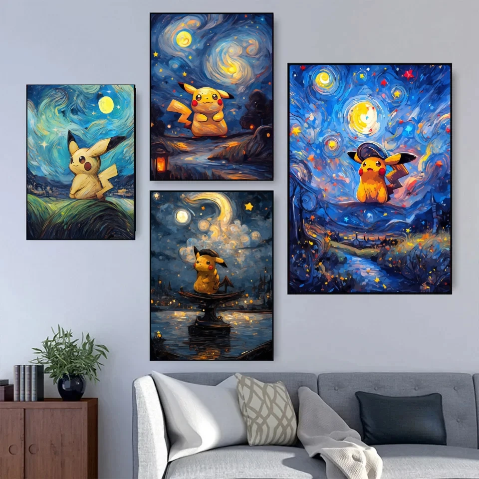 Poster E Stampe Pokemon Pikachu Stampe E Stampe Classiche Wall Art Home Living Room Comics Pictures Kid Action Figures
