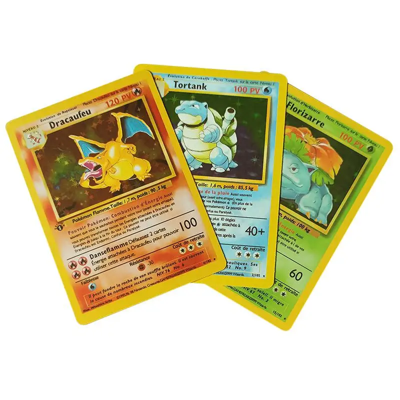Pokemon Anime Cartoon Charizard Flash Card 1996 Anni Francese Fai Da Te Prima Edizione Carte Pikachu Classic Game Collection
