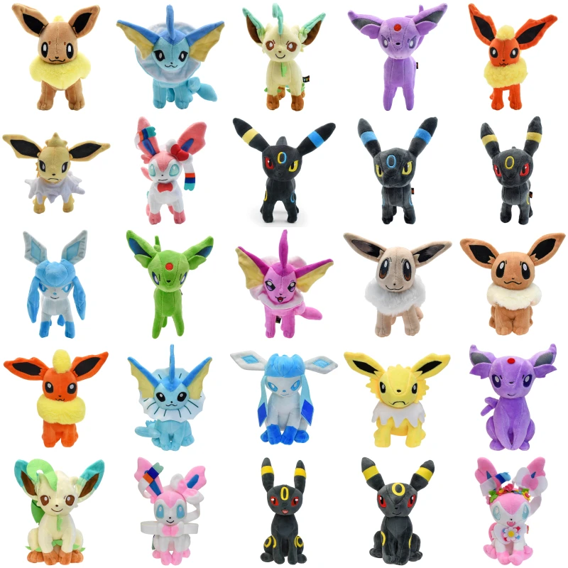 Pokemon Shiny Eevee Sylveon Flareon Vaporeon Espeon Umbreon Leafeon Glaceon Jolteon Peluche Simpatiche Bambole Di Peluche Ripiene