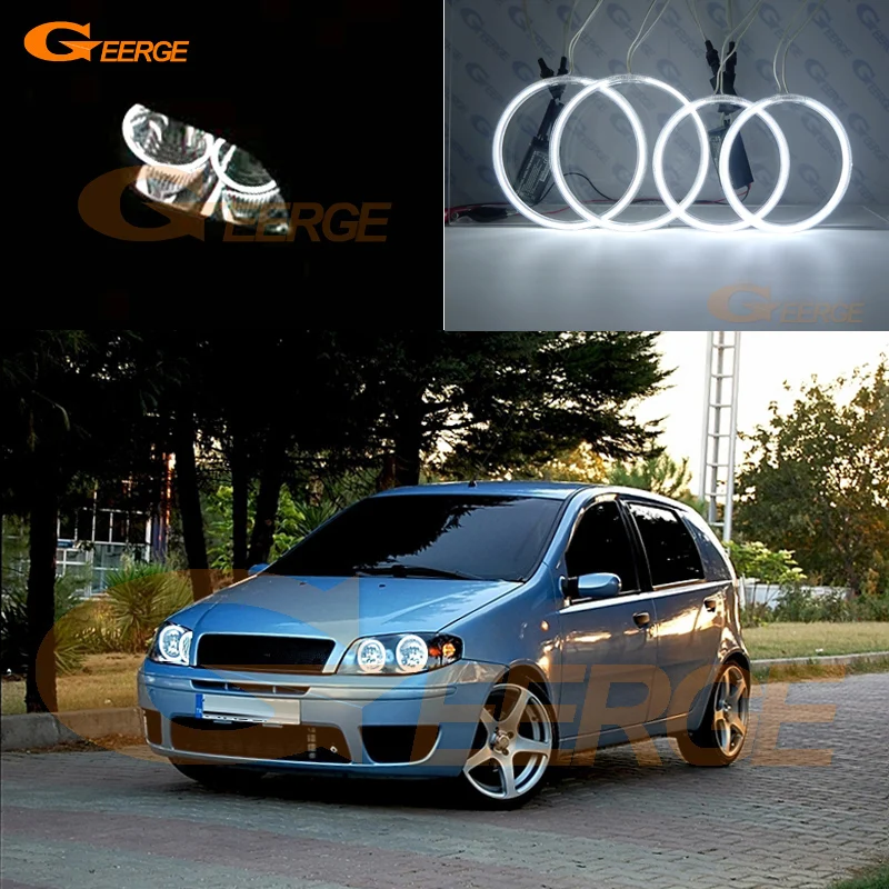Per Fiat Punto 188 Mk2 2003 2004 2005 2006 - On Facelift Faro Eccellente Ultra Luminoso Ccfl Angel Eyes Halo Rings Kit
