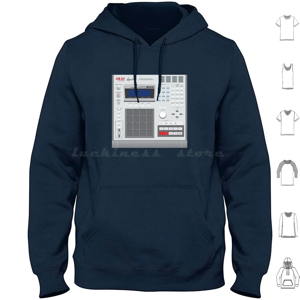 Akai Mpc 3000 Felpa Con Cappuccio Cotone Manica Lunga Akai Mpc Midi Campionatore Campioni Sequencer Tamburi Abeton Maschine Logic Edm Hip