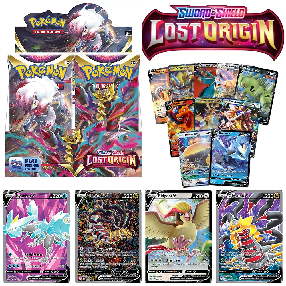 9Pcs Pokemon Trading Card Game Vmax Gx Sword Shield Evolution Lost Origin Silver Tempest Crown Zenith Booster Game Cards Kid Toy