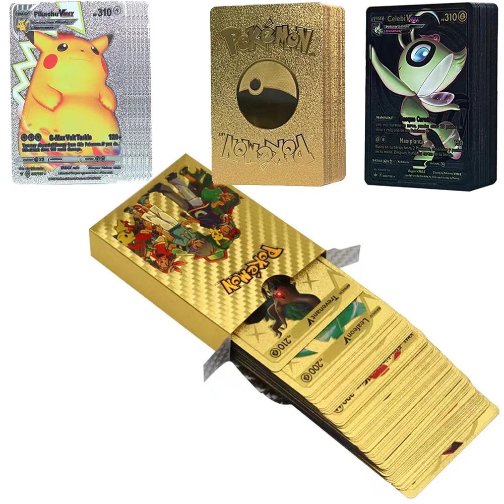 Nuove Carte Pokemon 27-55Pcs Oro Argento Vmax Gx Card Charizard Pikachu Rare Collection Battle Trainer Card Box Giocattoli Per Bambini Regalo
