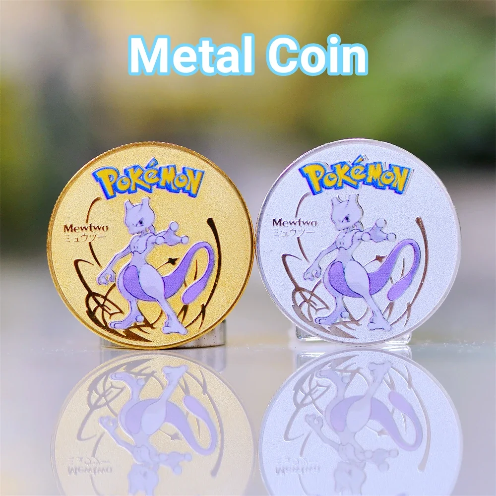 Pokemon Coine Metal Pokragon Coins Anime Moneta D'Argento Commemorativa Mewtwo Vmax Pikachu Charizard Gold Iron Cards Giochi Giocattoli Per Bambini