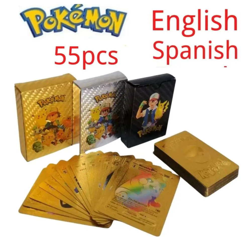 Nuove Carte Pokemon Metallo Oro Argento Vmax Gx Card Box Charizard Pikachu Rare Collection Battle Trainer Card Giocattoli Per Bambini Regalo