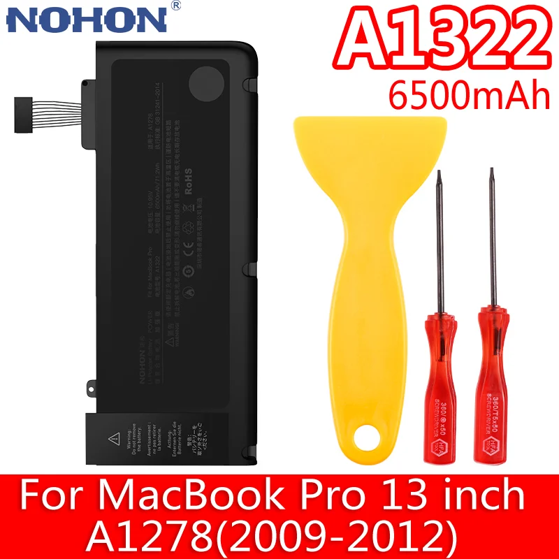 Batteria Nohon A1322 Per Macbook Pro 13 "Pollici A1278 2009-2012 A1278 Mc101 Md313 Md101 Mb990 Bm470 Mc700 Mc824 Mc374 2013 6500Mah