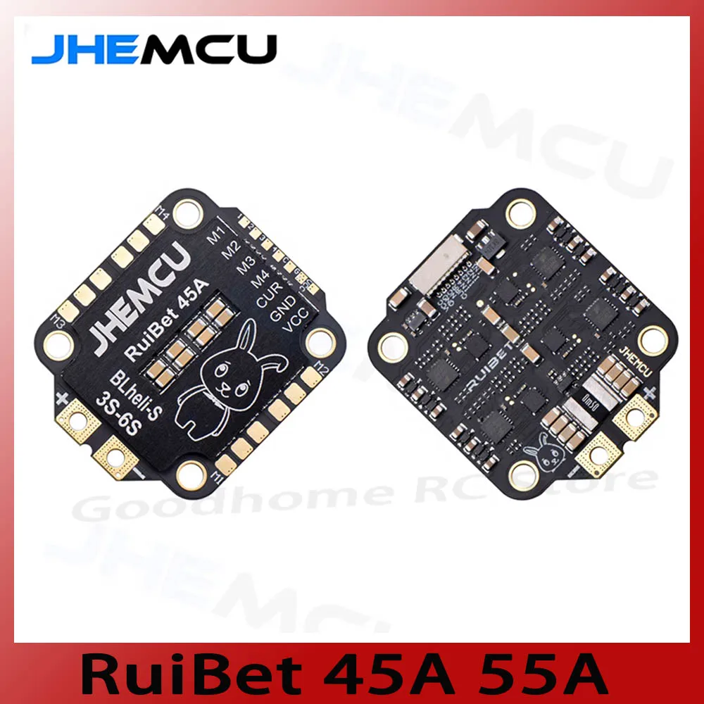 Jhemcu Ruibet 45A/55A Esc Blheli _ S Dshot600 4 In1 Brushless Esc 3-6S 30.5X30.5 M4 Per Rc Fpv Freestyle Flight Controller Drone