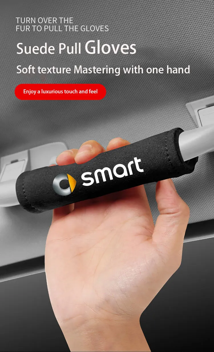 Per Smart 451 Brabus Smart 453 Camoscio Bracciolo Sul Tetto Dell'Auto Pull Cover Maniglia Guanti Protezione Accessori Interni Per Auto
