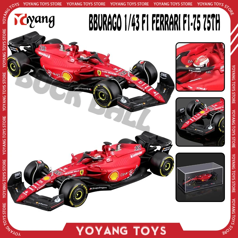 Bburago Scala 1/43 F1 Ferrari F1-75 75Th Anniversary Racing #16 #55 Leclerc Sainz Ferrari Formula 1 Modelli Pressofusi In Lega Giocattolo Per Auto