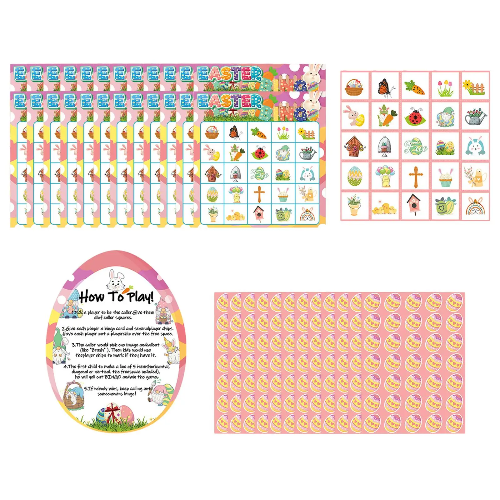 Easter Bingo Game Happy Easter Day Party Games Cards For Kids Adulti Kids School Classroom Gift Easter Party Goodies Games