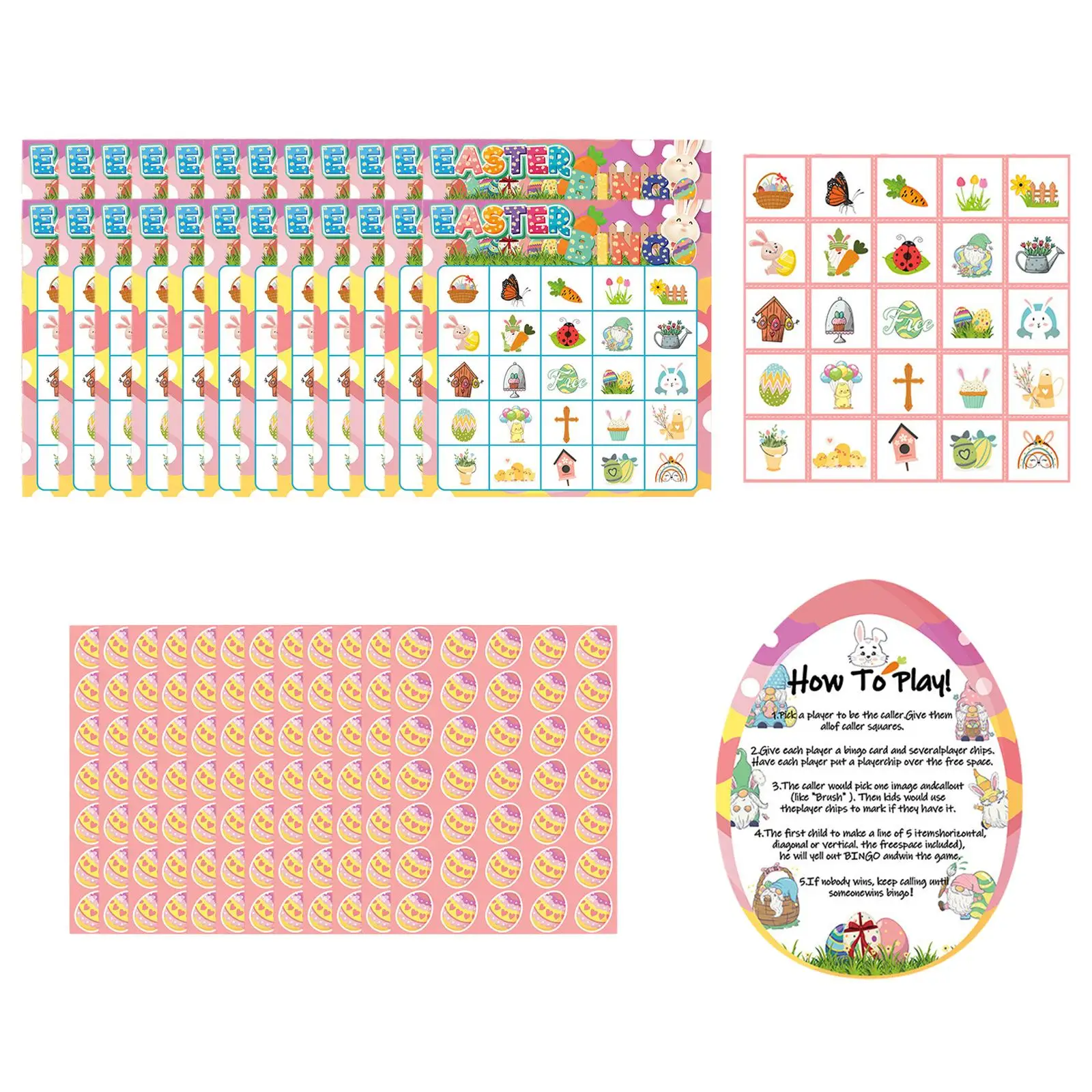 Easter Bingo Game Happy Easter Day Party Games Cards For Children Adulti Easter Party Goodies Games Indoor Family Actives