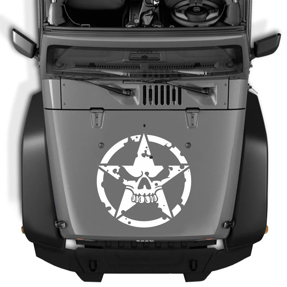 Doordash Army Military Forces Cover Star Car Stickers Vinyal Decalcomanie Jeep Wrangler Jk Cj Tj Yj Pentagram Broken Skull Head Fall