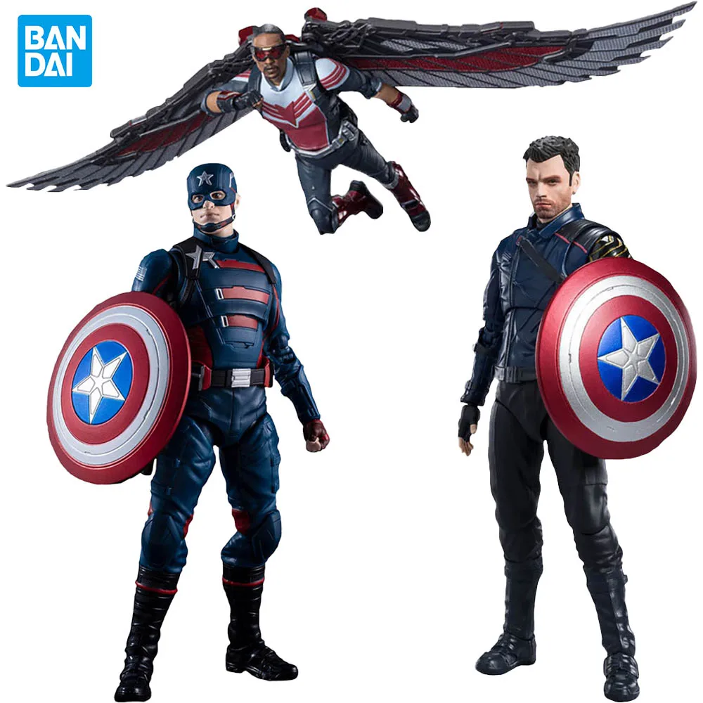 Bandai Shfiguards John F Walker Marvel The Avengers Winter Soldier Falcon Captain America Anime Action Figure Collbici Toys