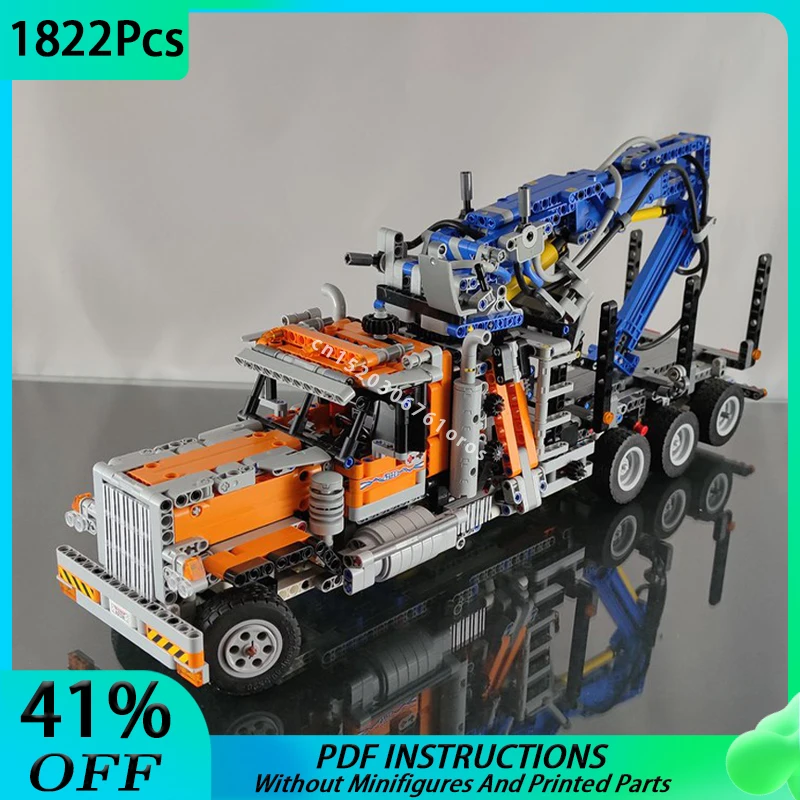 Moc Autocaricante Log Truck Heavy Duty Tow Truck Moc-42128 Building Blocks Rimorchio Fai Da Te Assemblare Mattoni Giocattolo Per Bambini Regalo Di Com