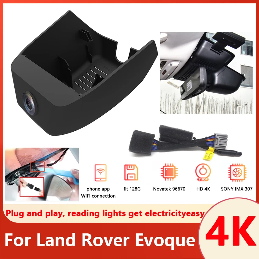Car Dvr Wifi Camera Uhd 2160P Hidden Dash Cam Videoregistratore Originale Per Land Rover Evoque 2018 2019 2020 2021 Accessori Per Auto