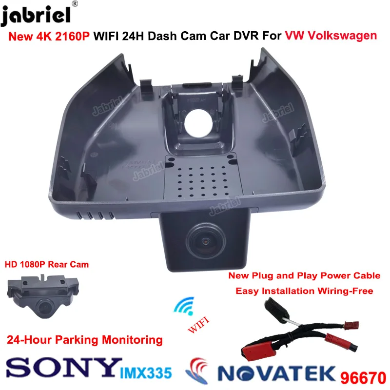 Jabriel Plug And Play 4K Wifi Car Dvr 24H Registratore Di Guida Per Volkswagen Vw Id3 Id3 Id.3 2021 2022 2023 2024 Dash Cam Camera