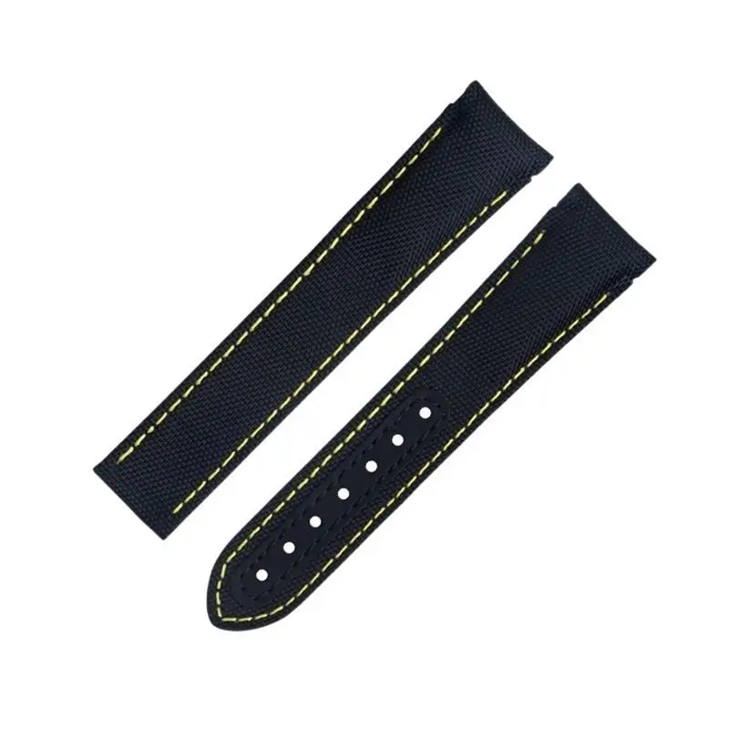 Pcavo 20Mm Cinturino Curvo Per Cinturino Omega At150 Seamaster 300 Planet Ocean De Ville Speedmaster Black Yellow Line High