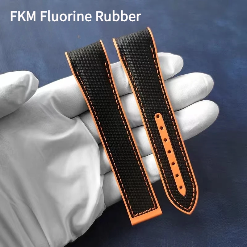 Cinturino Con Estremità Curva In Gomma Fluorurata Fkm Di Alta Qualità Da 21Mm Adatto Per Bracciale Morbido Omega Strap Seamaster 600 Planet Ocean Oran