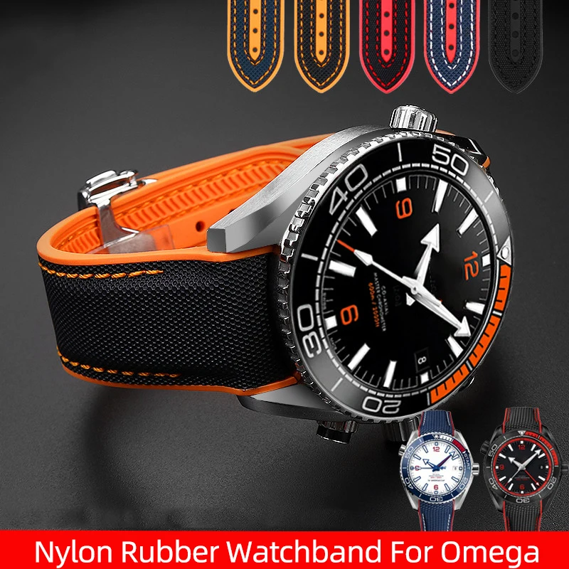 Cinturino In Gomma Di Nylon Da 20Mm 22Mm Per Omega Seamaster Planet Ocean Men Cinturino Con Chiusura Deployante Orologio Accessorio Orologio In Silico