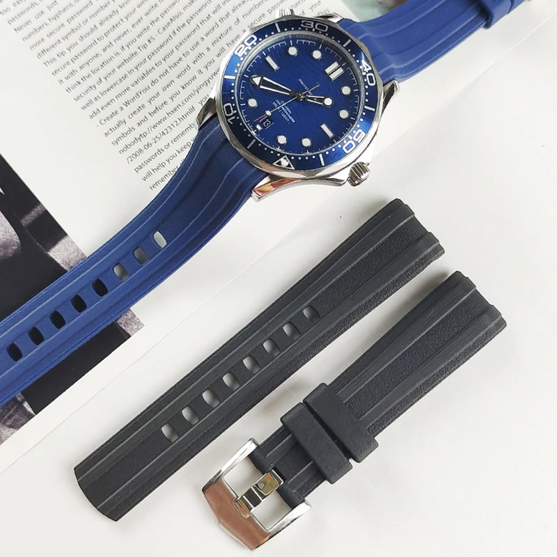 Cinturino Per Cinturino In Silicone In Gomma Morbida Da 20Mm Per Omega Seamaster 300 Speedmaster Planet Ocean Watch Strap Bracciale Accessori