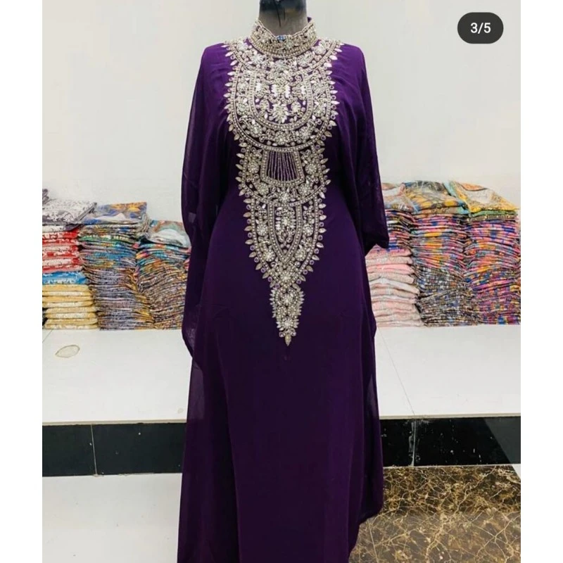 Abito Lungo Viola Marocco Dubai Abito Lungo È Molto Fantasia Abito Lungo Tendenza Moda Europea E Americana