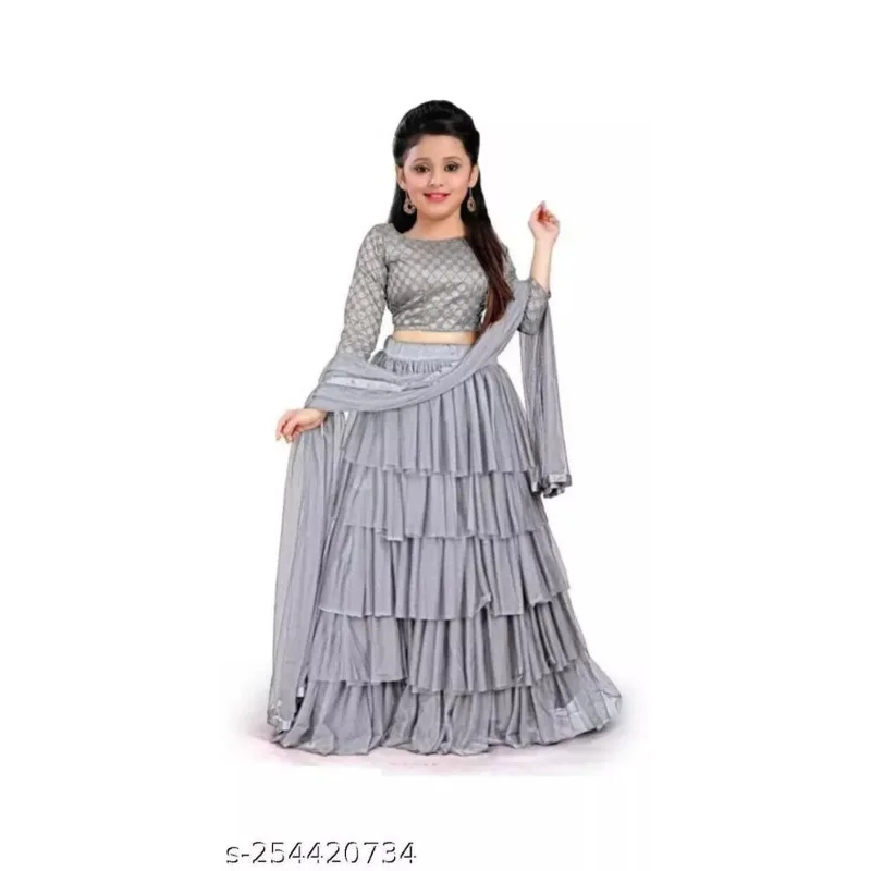 Ragazze Tradizionali Indiane Bambini Lehenga Choli Abbigliamento Etnico Wending