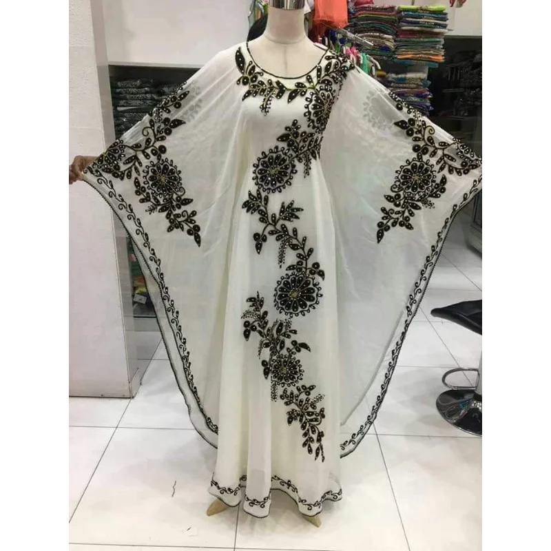 Abito Caftani Farasha Abaya Dubai Marocco Abito Lungo Molto Fantasia Tendenza Moda Europea E Americana